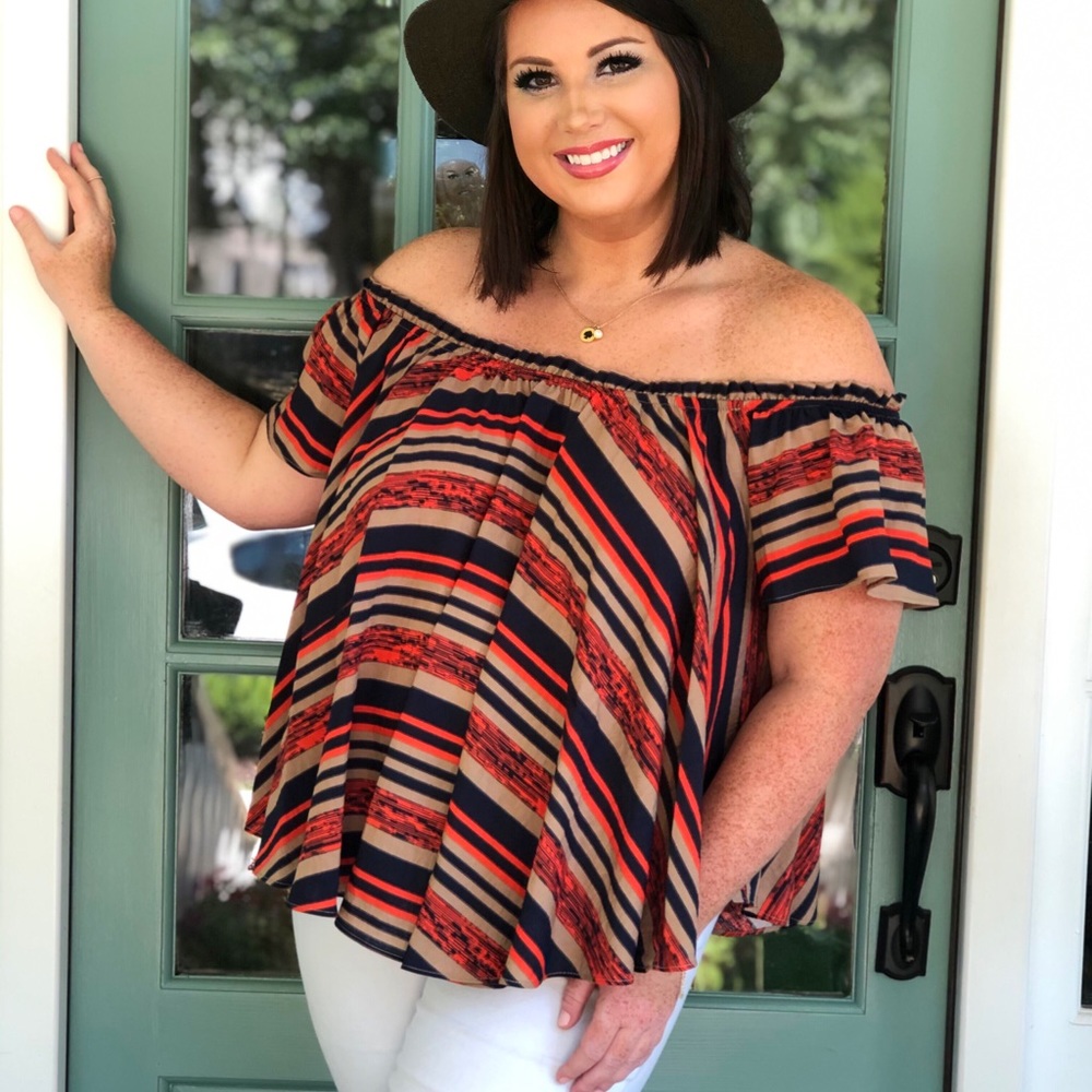 Off-the-shoulder Striped Top